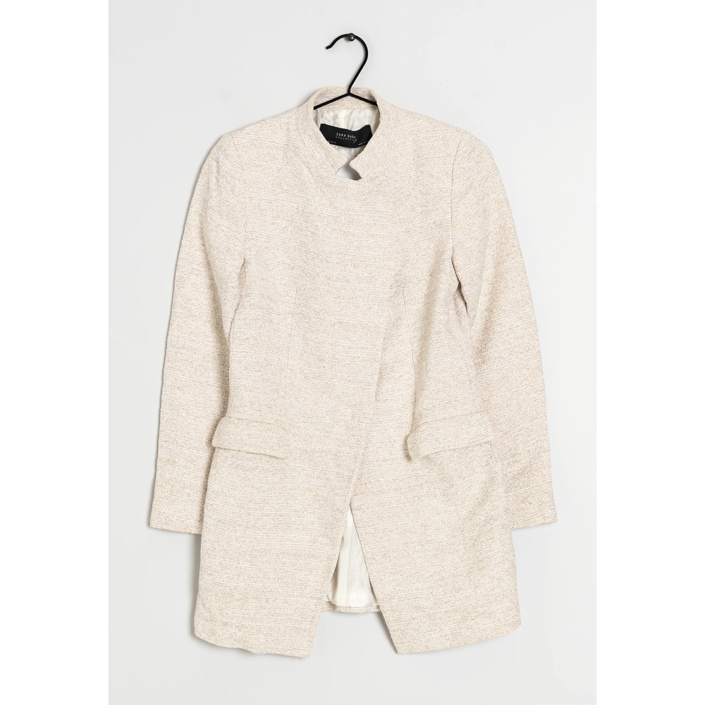 Zara Basic Collection Beige Textured Collarless D… - image 2